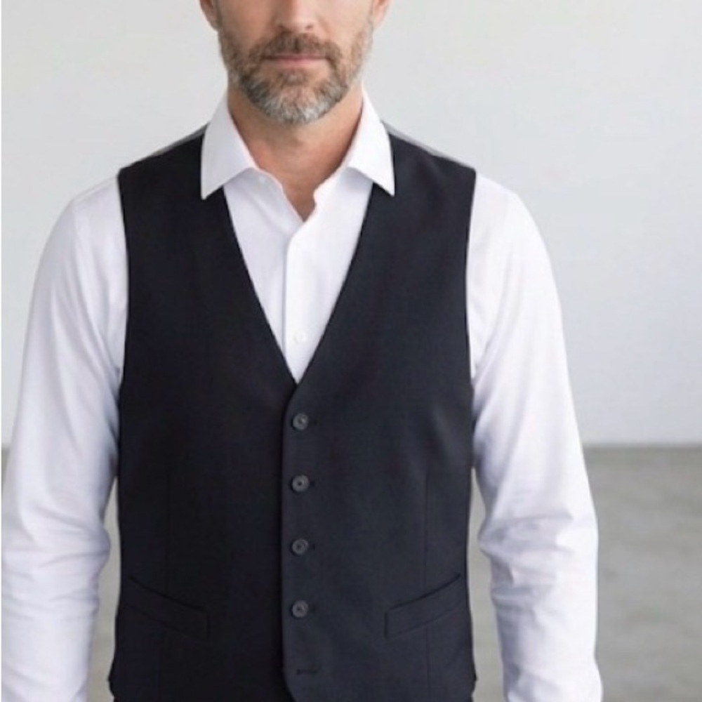 Perry Ellis - Classic Men's Black Dress Vest XL- Tailored Waistcoat slim fit NWT